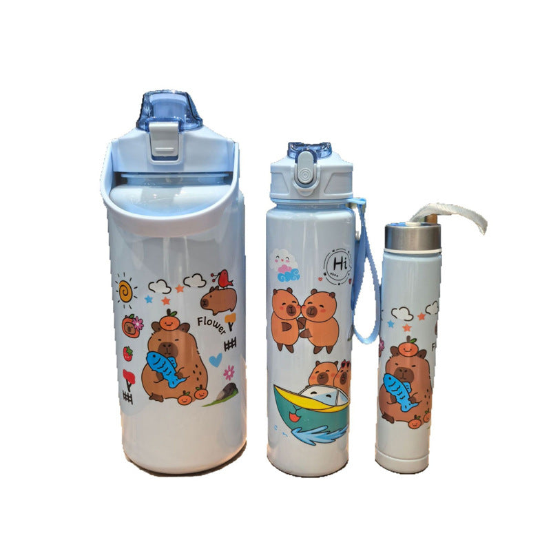 Cartoon Portable Large-capacity Straw Cup New Water Bottle