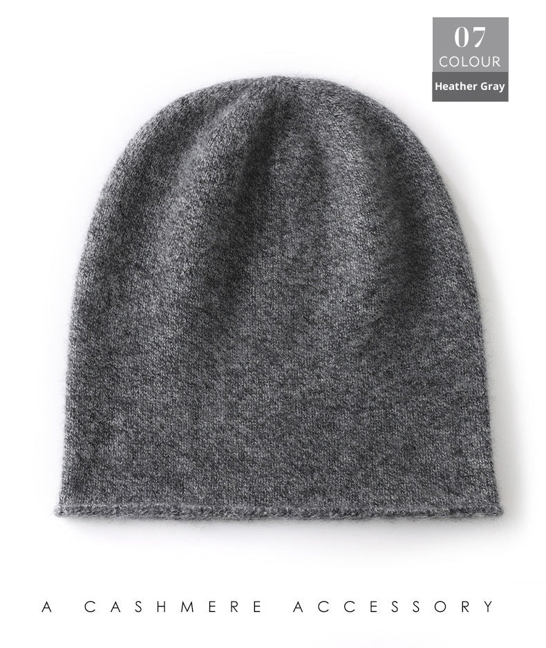 Cashmere Hat For Women Curled Brim Knitted Hat