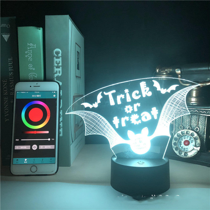 The Bat Silhouette: Halloween 3D Night Light Alarm