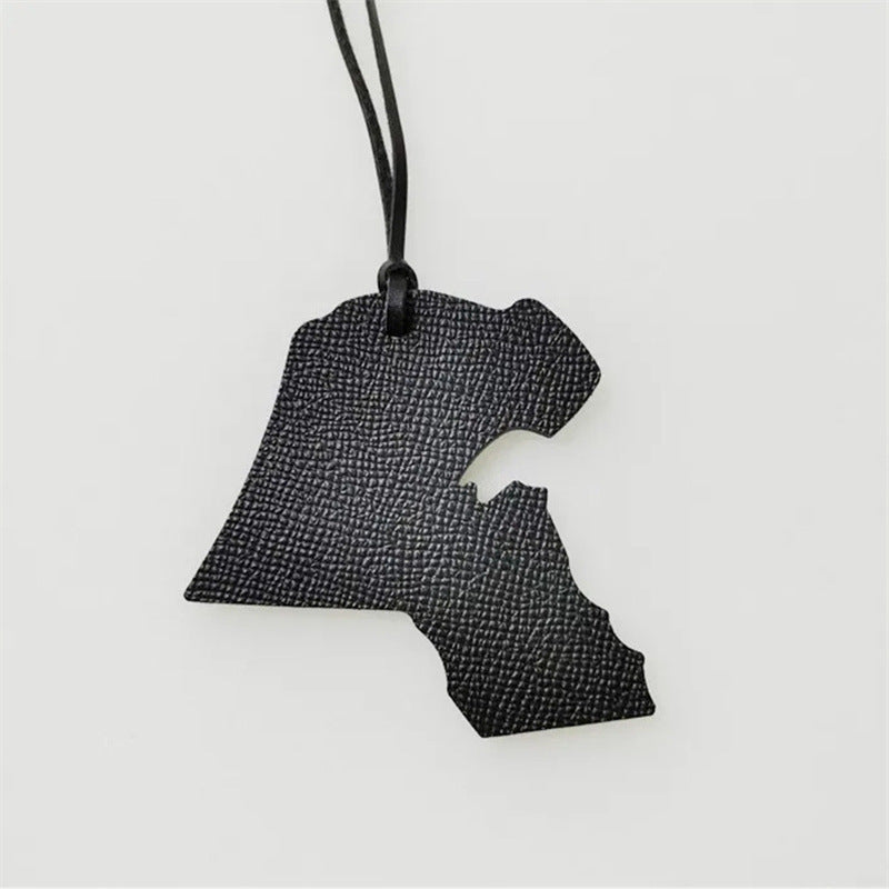 Map-shaped Leather Handbag Pendant
