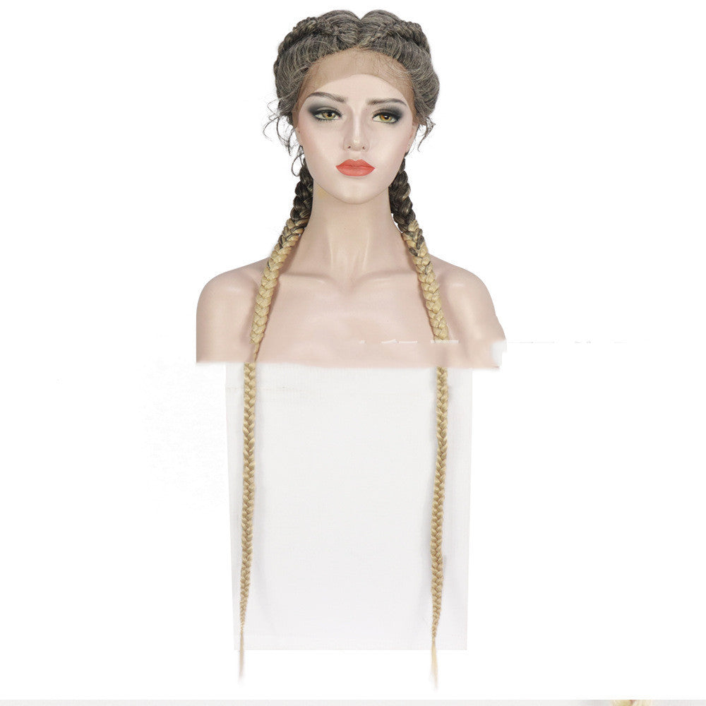 Two Braid Integrated Headband Front Lace Wig for Everyday Wear