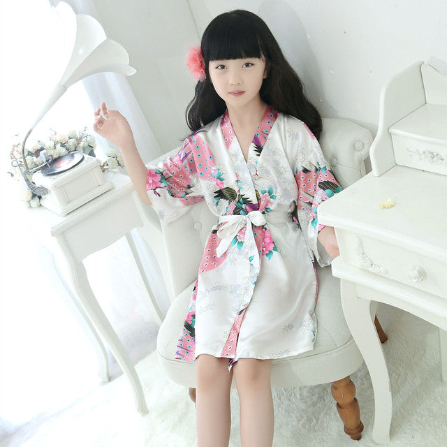 Imperial Silk: Peacock Motif Kimono Pajamas