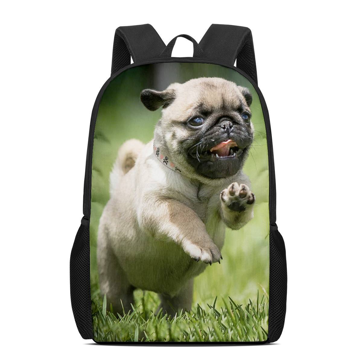 Pug Dog Custom Pattern Student Backpack