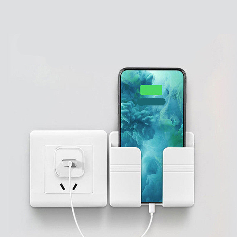 Punch-Free Wall-Mount Phone Charging Station | Adhesive Storage Box & Cable Organizer
