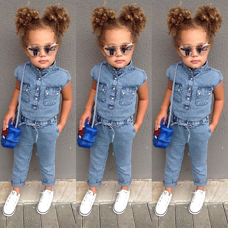 The Denim Romper: Short-Sleeved Summer Denim Jumpsuit