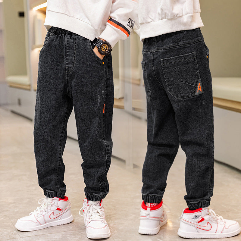 Daddy Childrens Jeans Loose Trousers Winter Plush Freedom