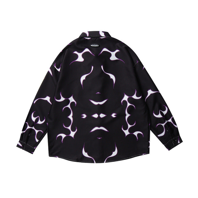 Graphic Print Long-Sleeve Shirt Modern Artistic Statement