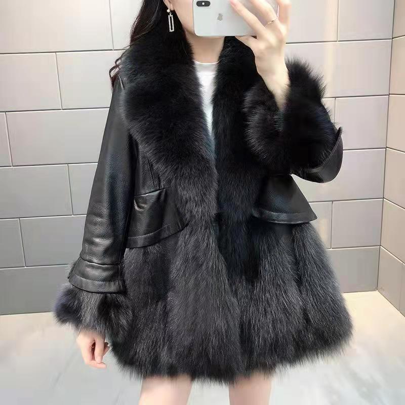 Faux Fur Mid-length Fox Fur Padded Coat