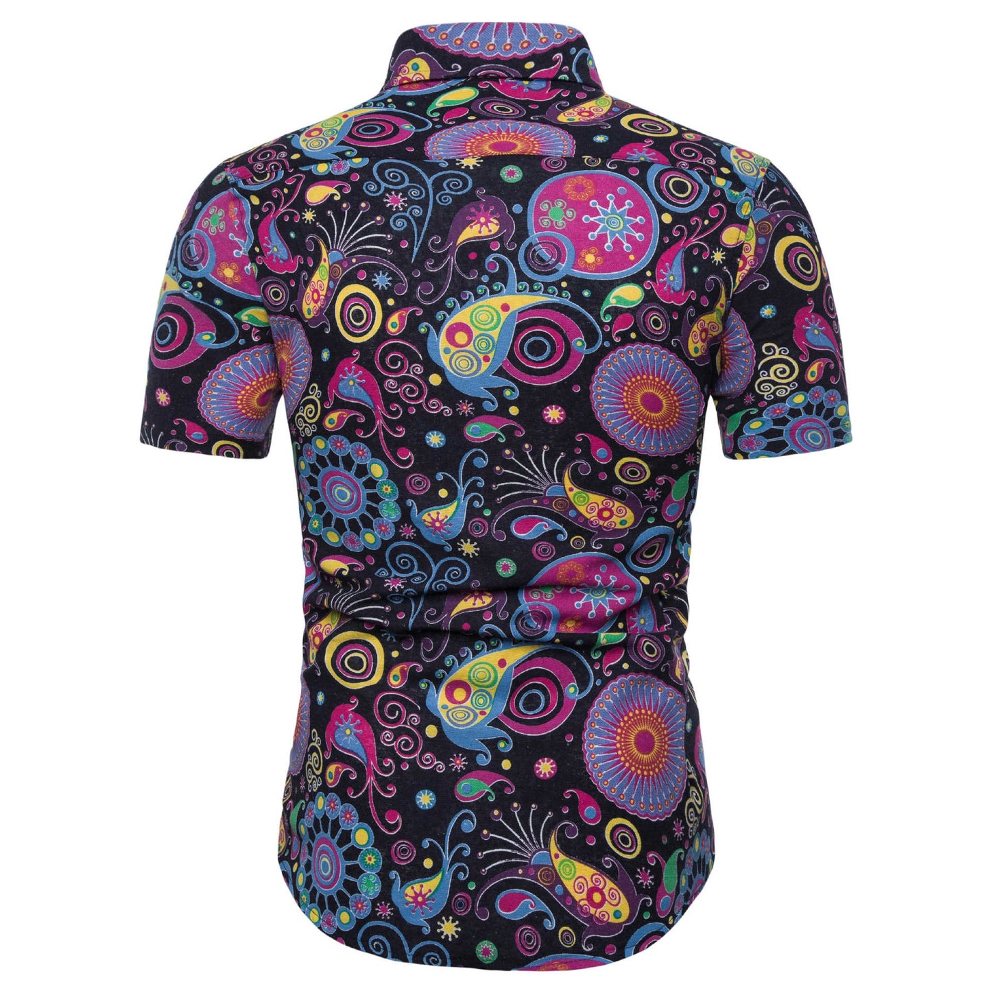 Mens Casual Short-Sleeve Floral Shirt Breezy Summer Refinement