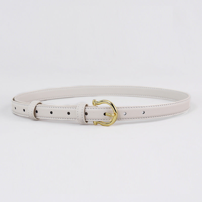 French Gold Buckle Genuine Leather Belt Women