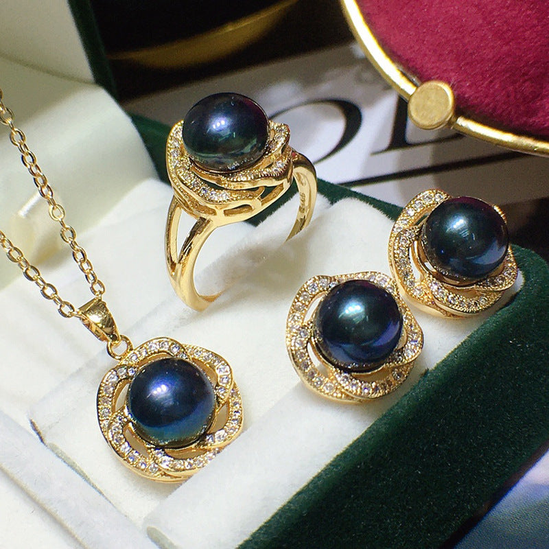 Bright Big Zircon Water Drops Necklace for Bride Wedding Day Earrings