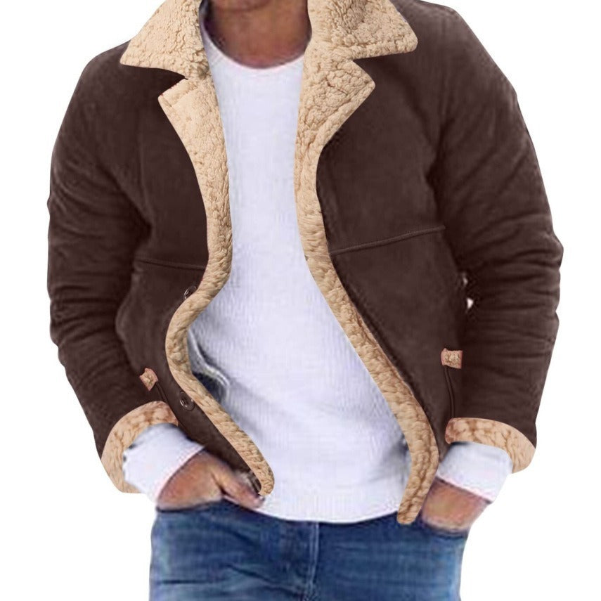Fashion Mens Fur Integrated Fleece-Lined Padded Jacket Supreme Insulation