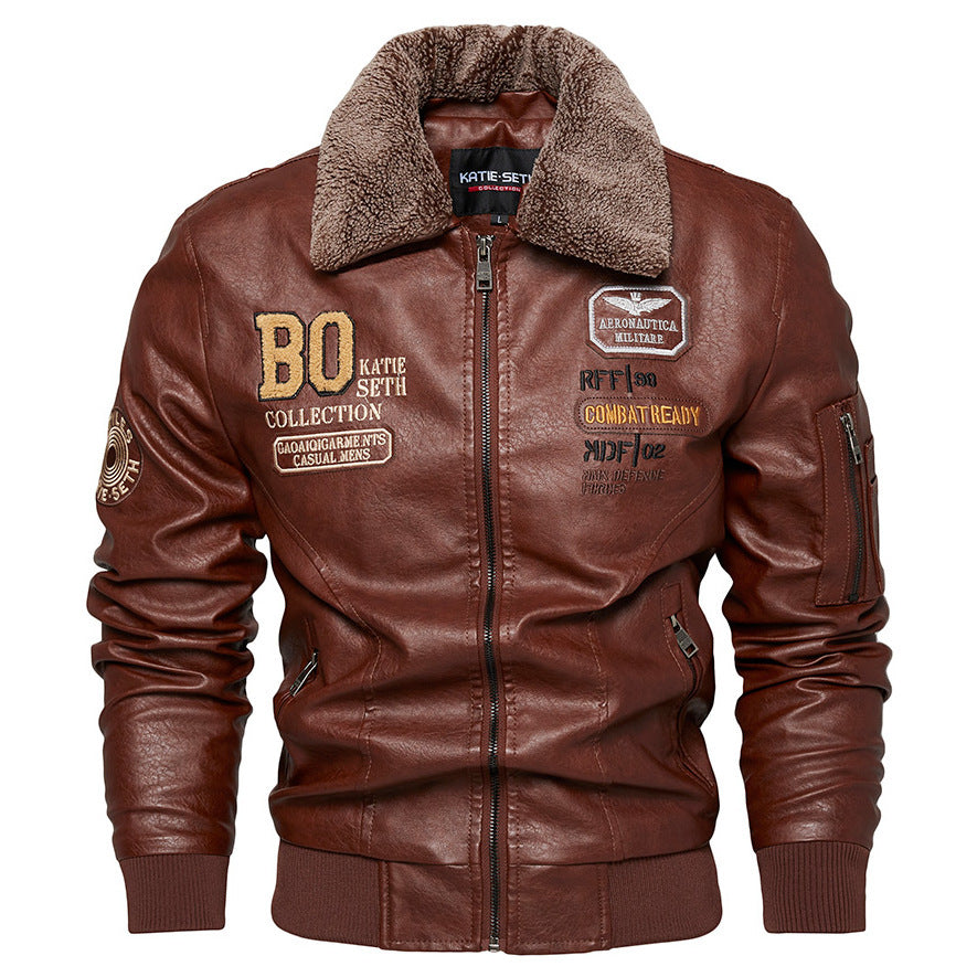 Foreign Trade New Mens Casual Fashion Leather Slim Fit Jacket Coat Global Elegance