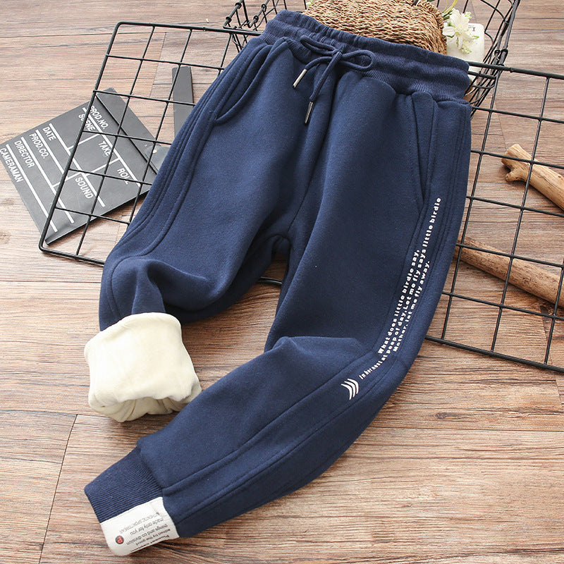 Cotton Sweatpants Big Autumn Winter Childrens All-in-One Fleece Cotton Pants Cozy Adventure