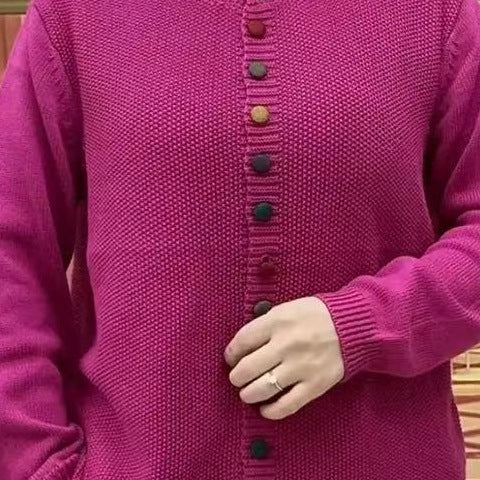 Retro Artistic Coat With Color Buttons Is Loose And Casual