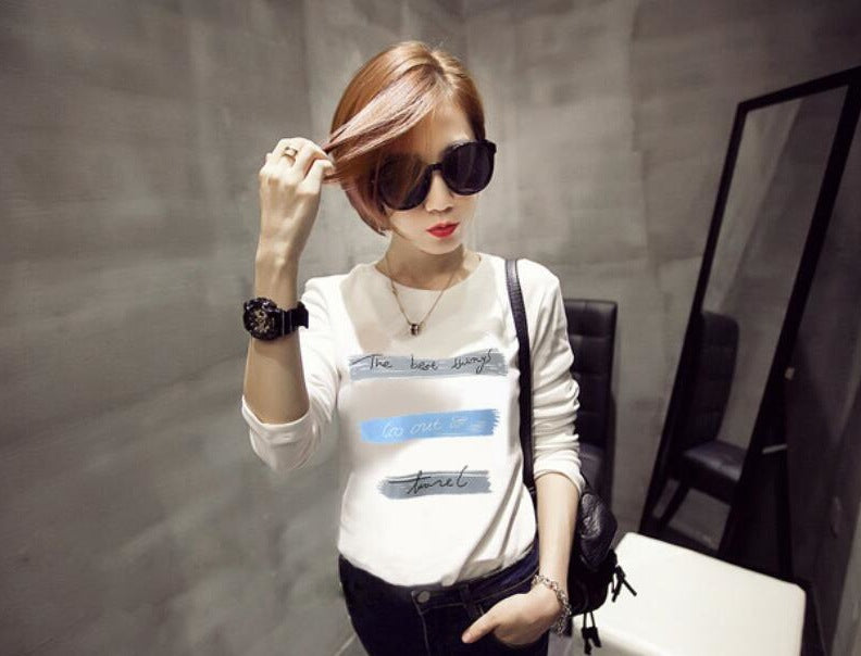 Long sleeve cartoon versatile T-shirt