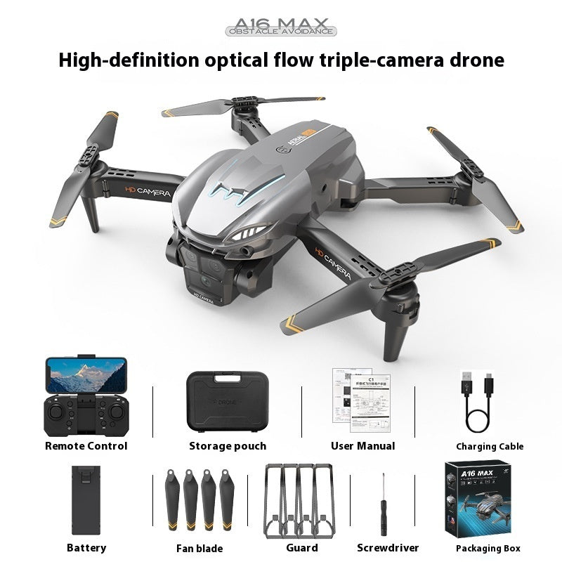 TriLens Flow: Optical Flow Three-Camera Obstacle Avoidance Aerial Photography Drone