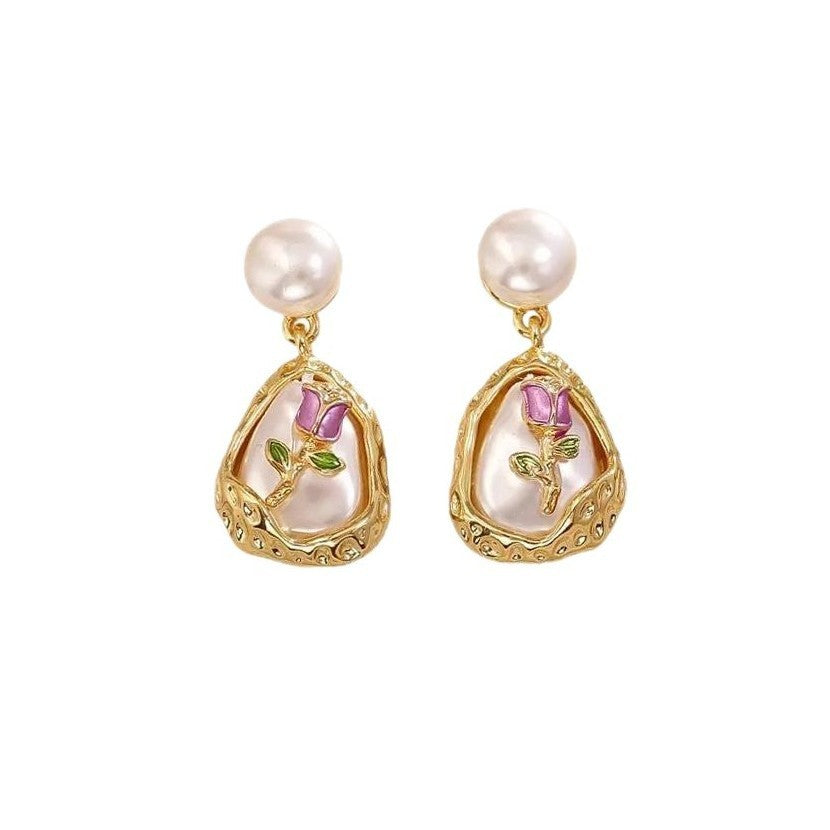Baroque Pearl Stud Earrings High-grade Exquisite Elegant Graceful