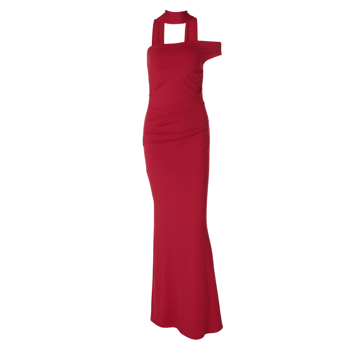 Women's Slim Fit Backless Ribbon One-shoulder Tube Top Dress