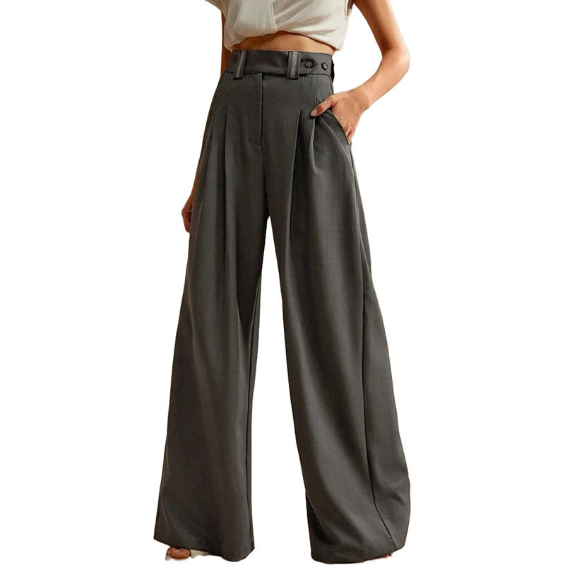 High Waist Temperament Draping Wideleg Trousers For Women With Comfortable Fit And Versatile Style