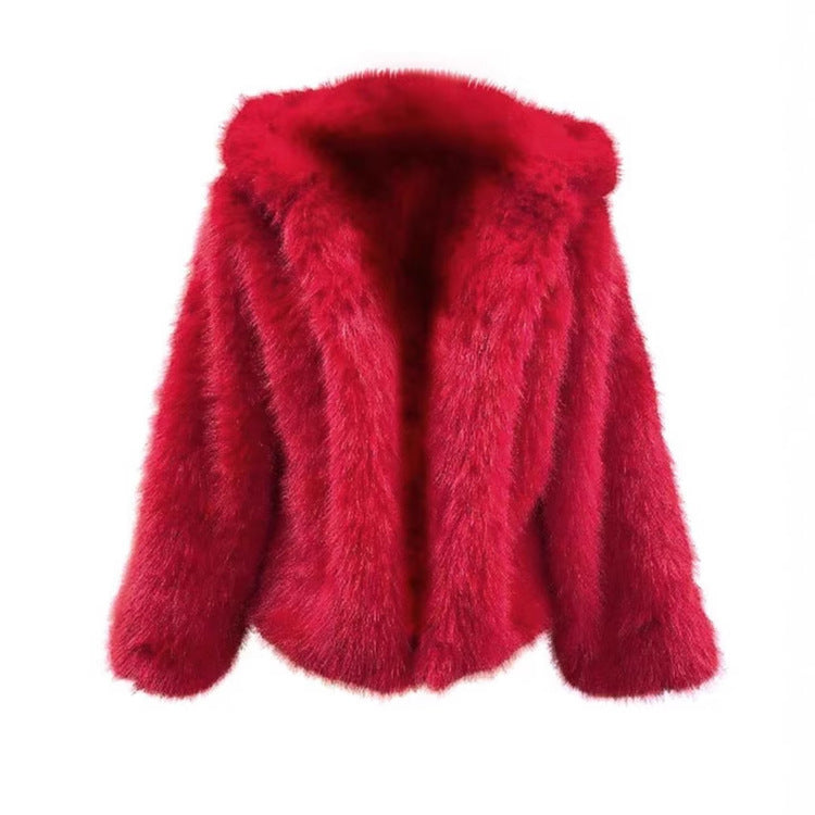 Artificial Fur Autumn And Winter Thickening Haining Fashion Furry Fur Clothing Top