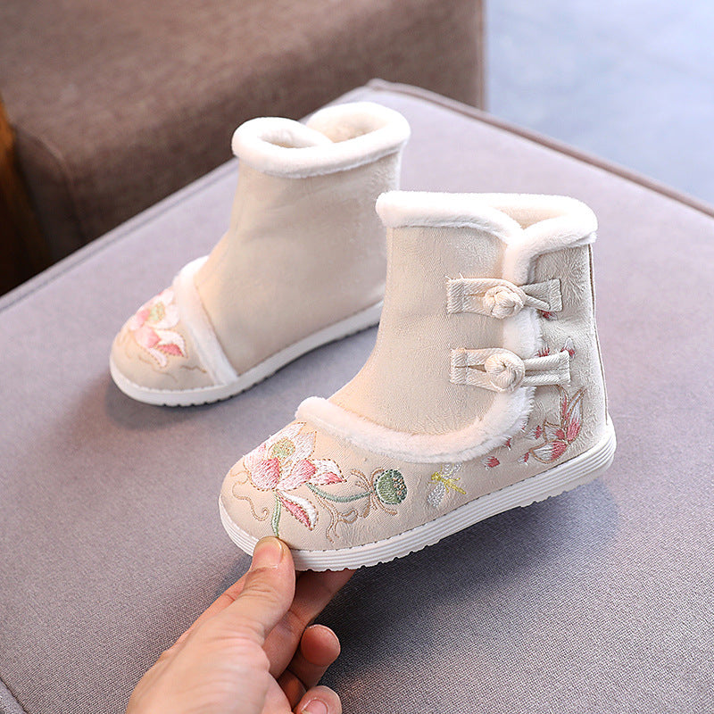 Hanfu Girls Embroidered Old Beijing Snow Boots