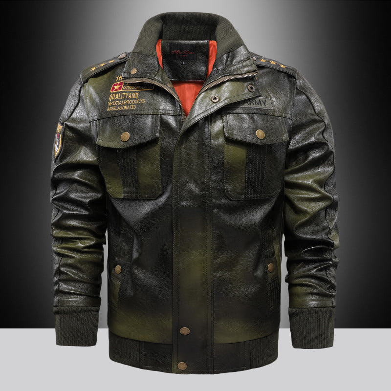 Leather Jacket Mens Stand-Up Collar Slim Fit Short Tailored Intensity