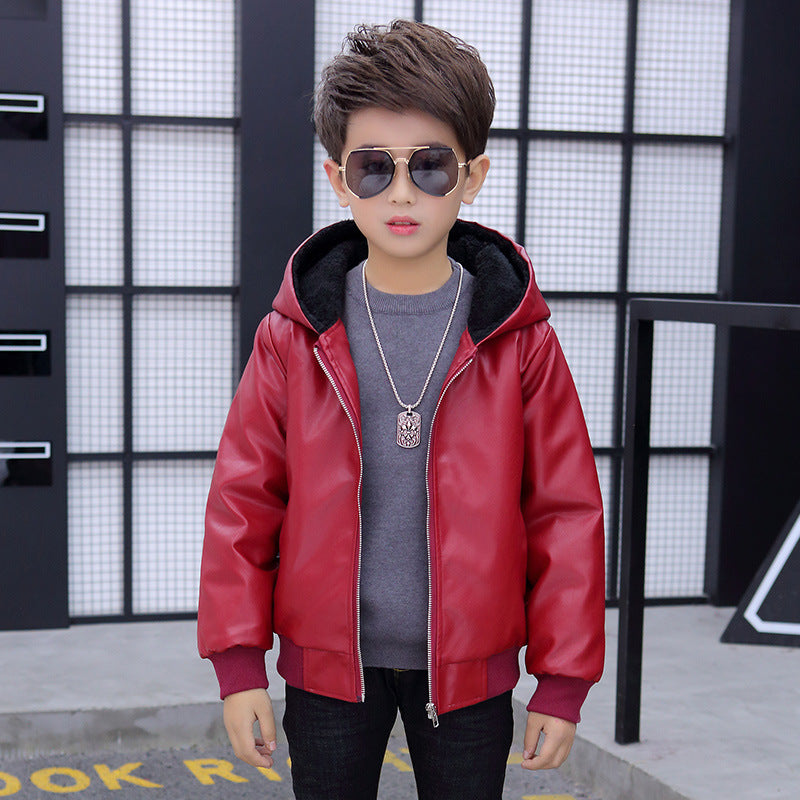 The Padded Biker: PU Leather Hooded Padded Performance Coat