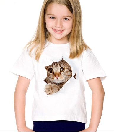 Artistic 3D Dimension Cat Graphic Tee