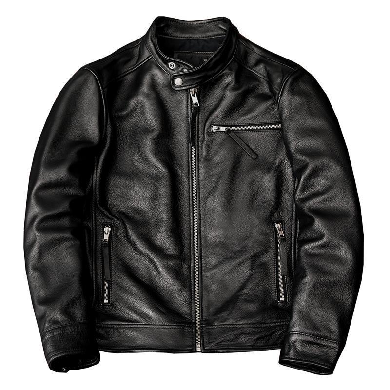 Leather Mens Stand Collar Jacket Coat Youth Dynamic Profile