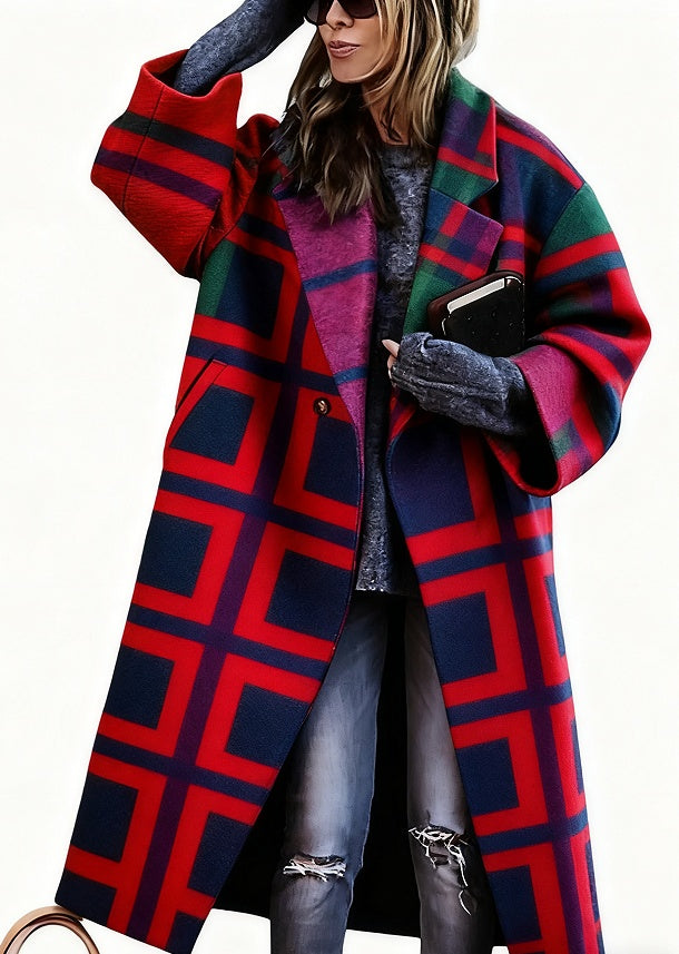 Lady's Multi -color Long-sleeved Coat