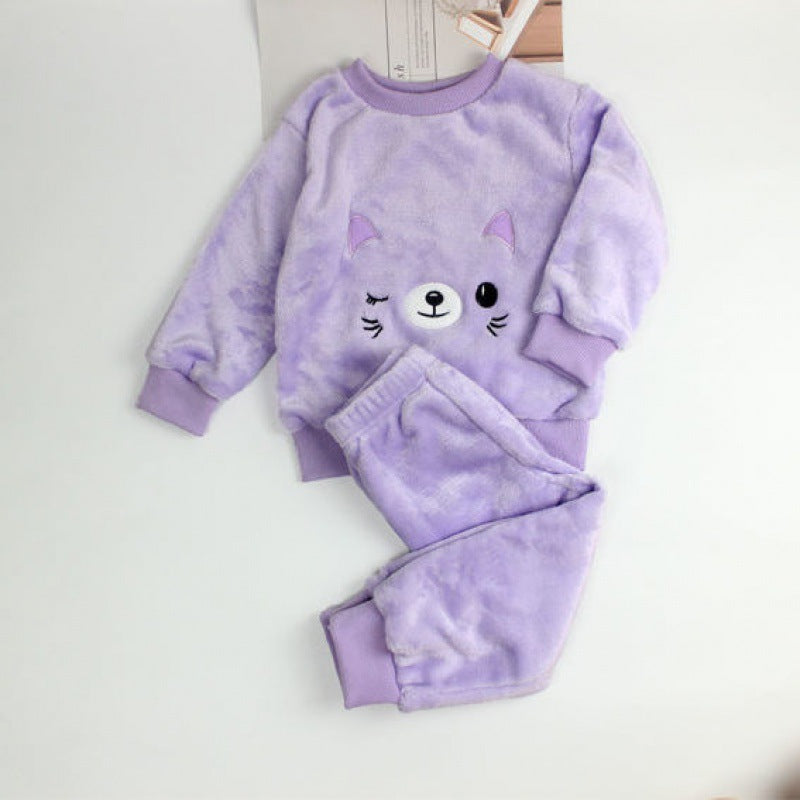 The Thickened Plush: Coral Fleece Children’s Home Clothes