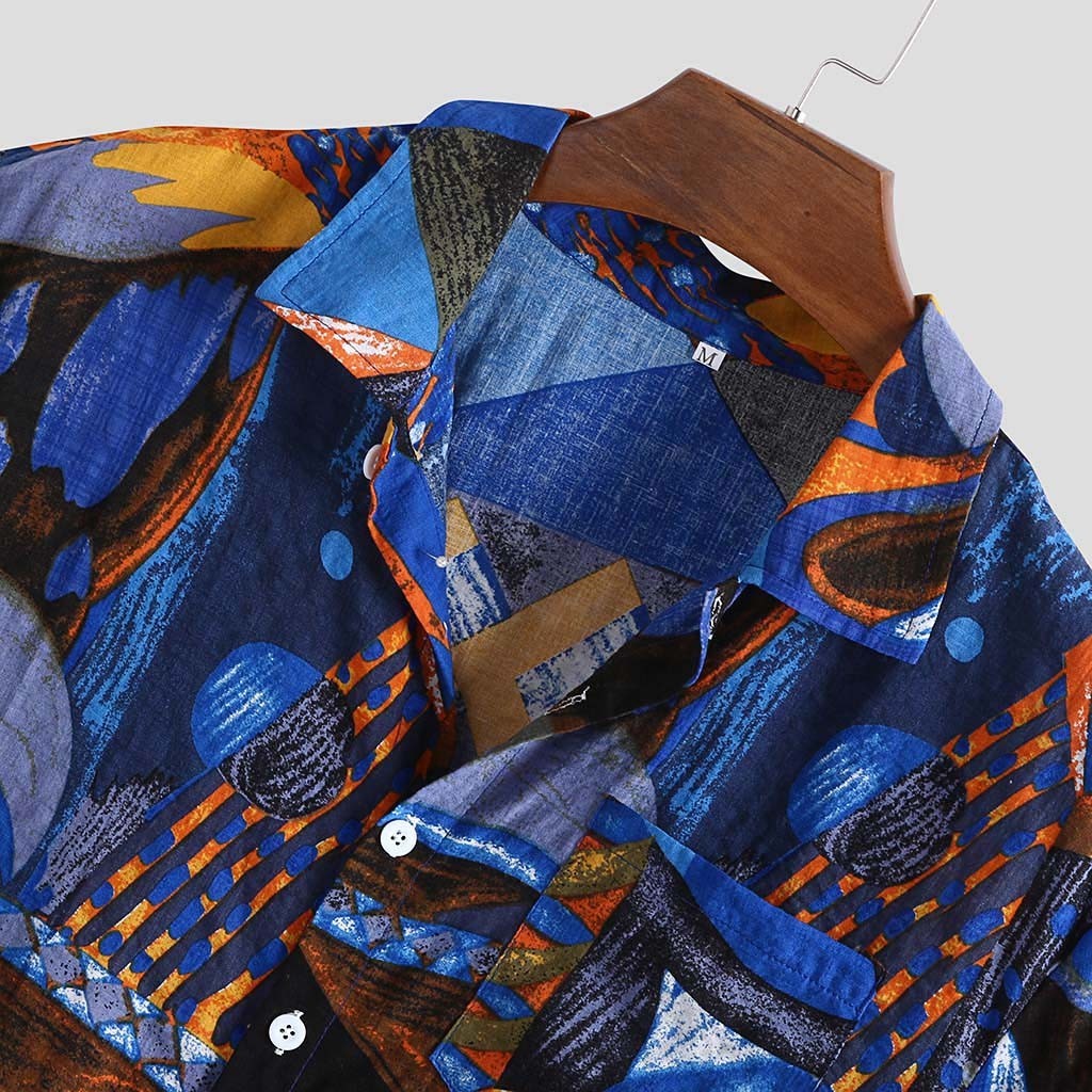 Shirt men's floral cardigan short sleeves