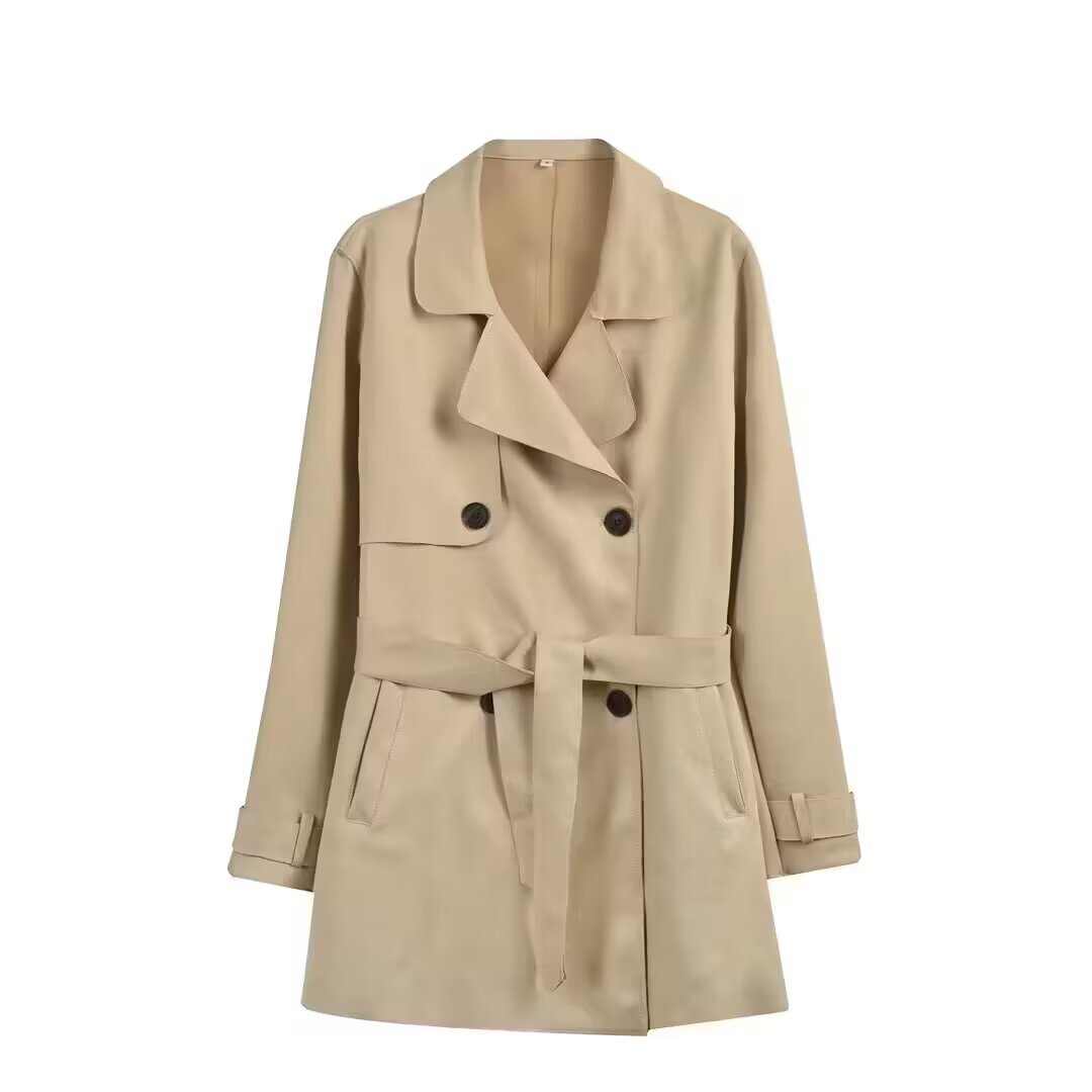 British Style Slim Fit With Belt Lapel Double Breasted Trench Coat