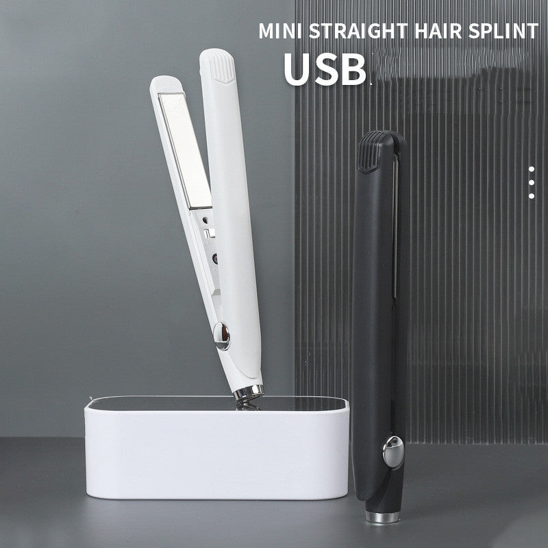 Dual-Use Mini Hair Curler & Straightener USB Travel Interface