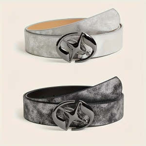 Retro Trendy Cool Oval Buckle Simple Female Ornament Belt