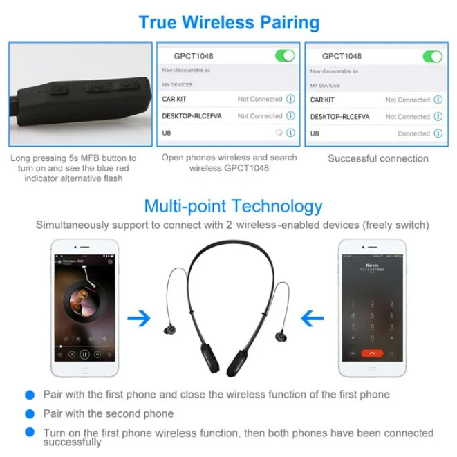 SweatFree Neck: Wireless Sweatproof Neckband Sports Earphones