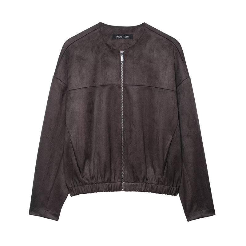 Women's Simple Suede Effect Jacket Coat