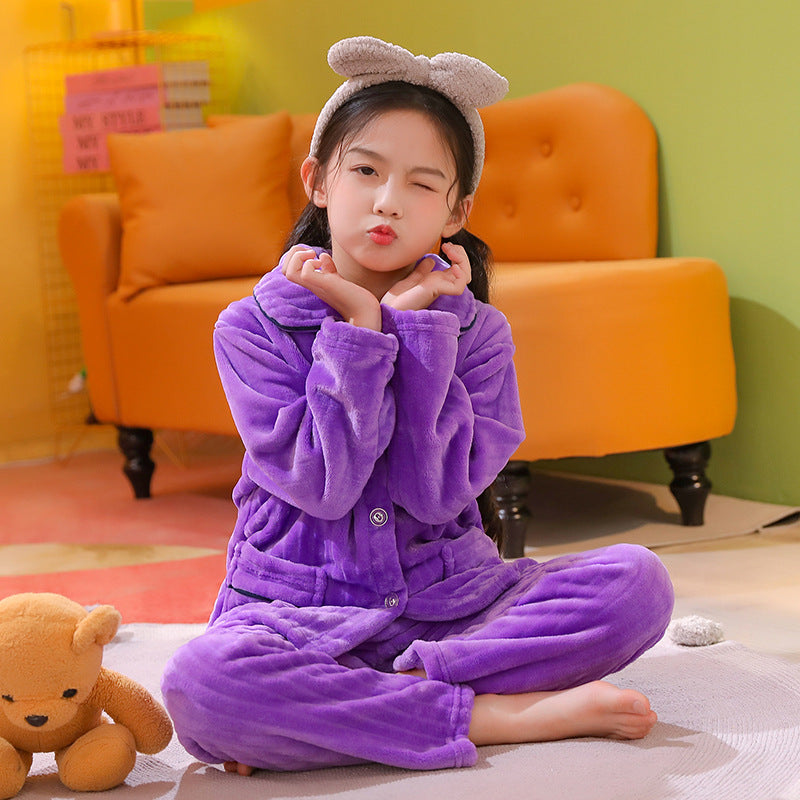 The Winter Shield: Boys’ Solid Color Flannel Pajama Set