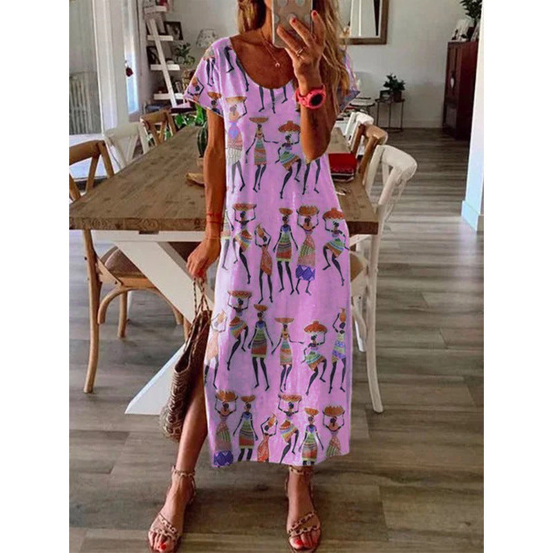 Printed short sleeve dress