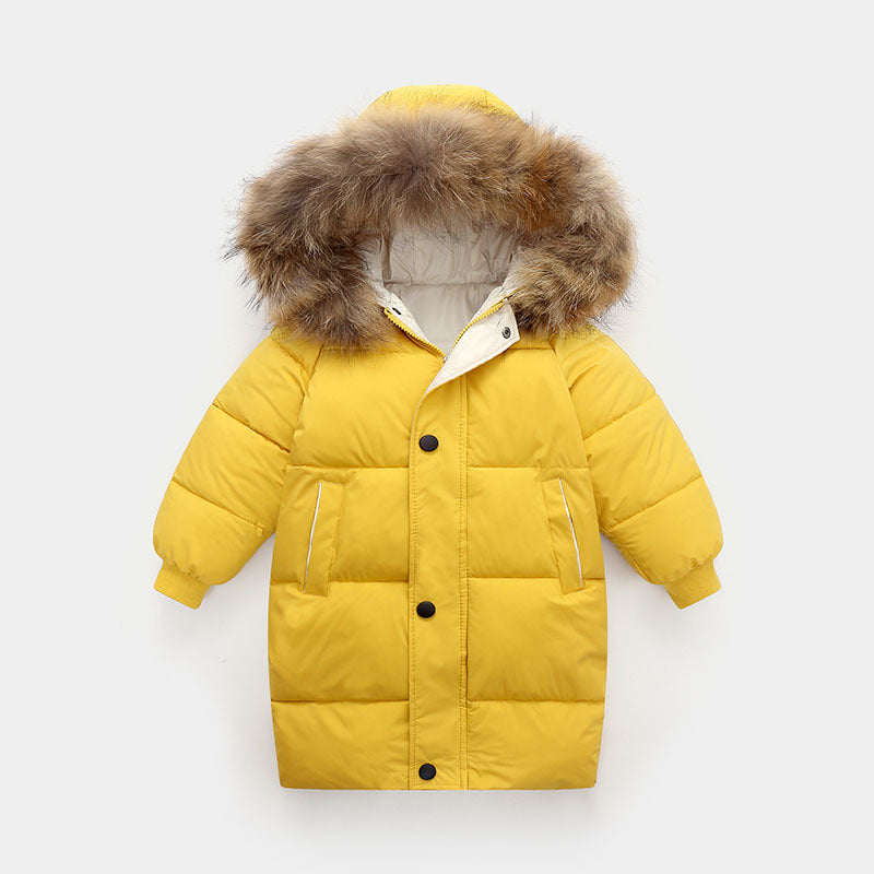The Arctic Crest: Big Fur Collar Mid-Length Thickened Winter Coat