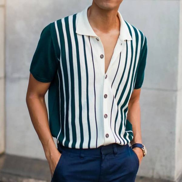 Relaxed Short Sleeve Loose Button Lapel Polo Shirt