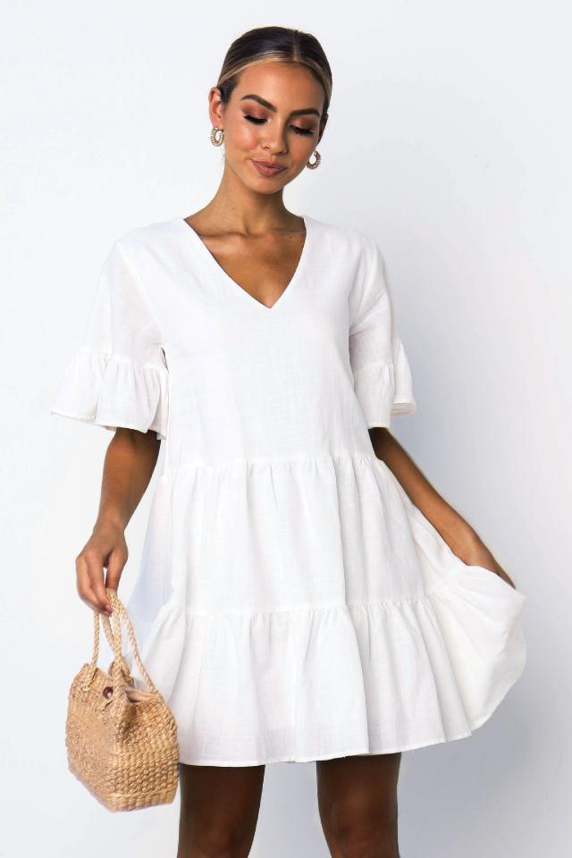 Short sleeve pleated dress