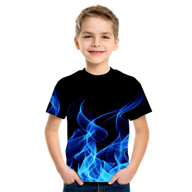 The Flame Prism: Three-Color Flame 3D Printed Short-Sleeve T-Shirt