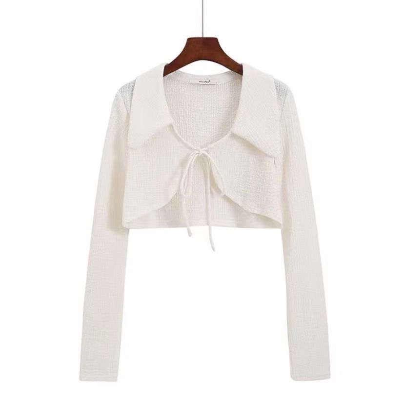 Polyester Small Fragrance Thin Short Outer Cardigan