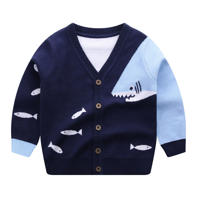 V-Neck Single-Breasted Small Fish Cardigan