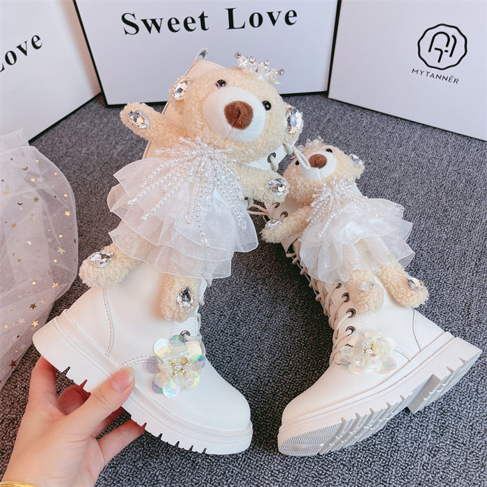 The Leather Bear: New Style Girls’ Bear Motif Boots