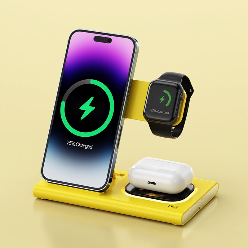 NightDock 3-in-1: 15W Magnetic Charging Stand with Ambient Night Light