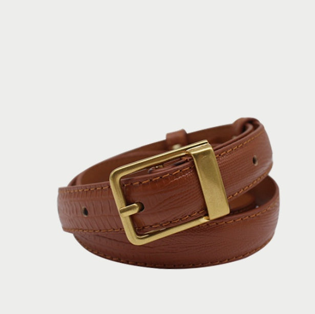 French Top Layer Cowhide Lizard Pattern Retro