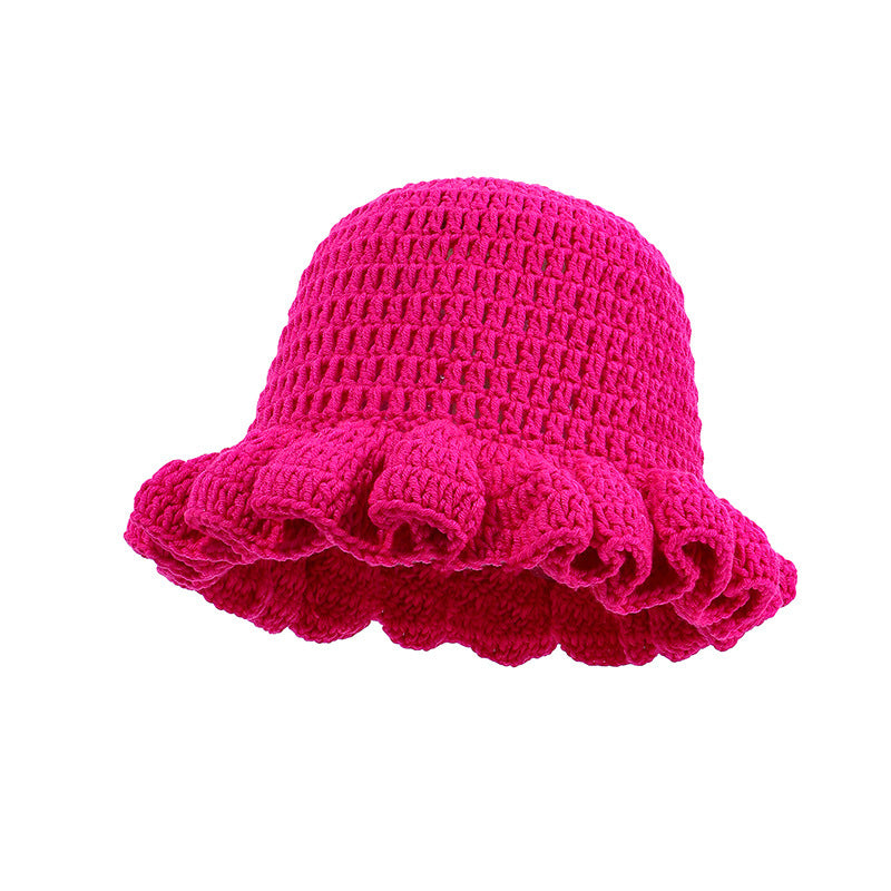 Knitted Pleated Ruffled Fashion Woolen Hat